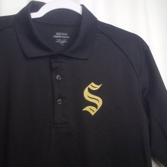 Seagram's Gin Polo Shirt L Men Short Sleeve Golf Black Gold - Picture 8 of 14